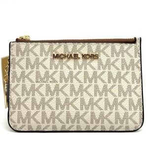 Michael Kors Jet Set Travel Small Signature Logo Coin Purse Vanilla